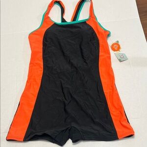 Mycharmo One Piece Swimsuit - Black and Orange for Women UPF 50+